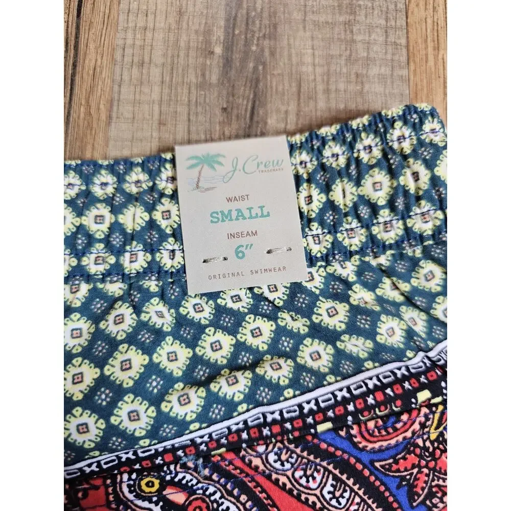 J. Crew Paisley Print Multi Color Swim Trunks Econyl Nylon Men's S NWT Sold Out - Picture 7 of 9
